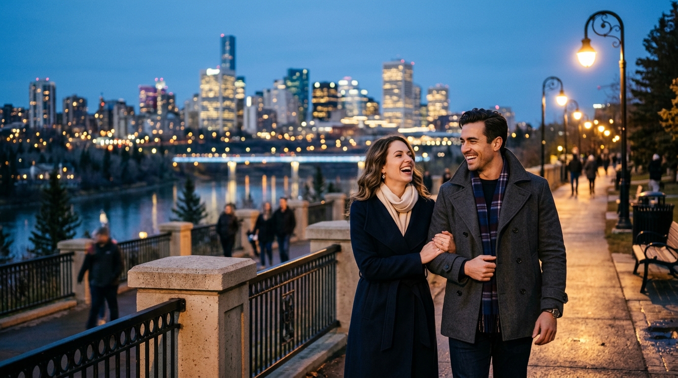 Accomplished couple celebrating their relationship on a luxury balcony at twilight